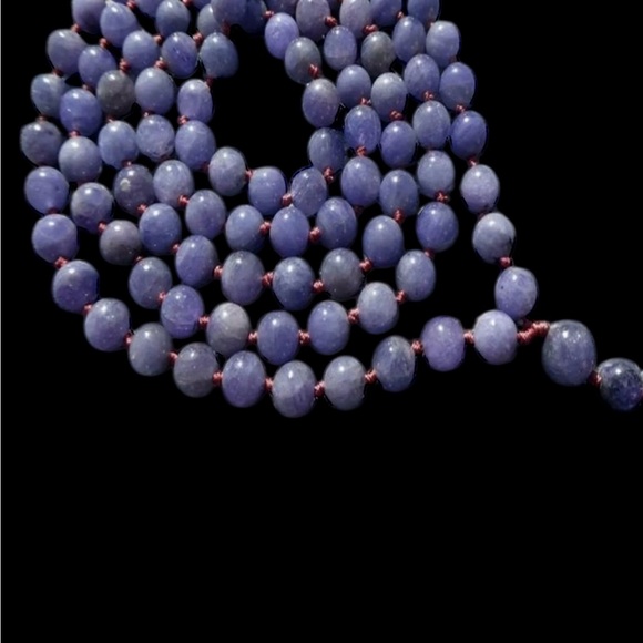 Genuine Tanzanite 8mm Mala Unisex Necklace - Picture 4 of 4